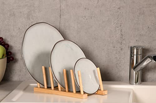 KESPER 58293 tallriksstativ av bambu, 25 x 14 x 8 cm, lämplig för 6 tallrikar eller brädor/tallrikshållare