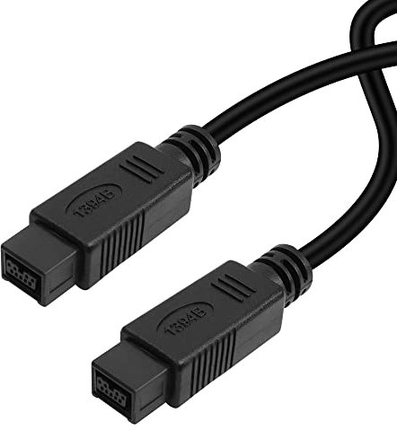 MEIRIYFA Cavo Firewire IEEE 1394B 9 pin a 9 pin maschio a maschio, FireWire 800 9pin adattatore cavo per stampante, scanner, fotocamera digitale (nero) - 1,8 m