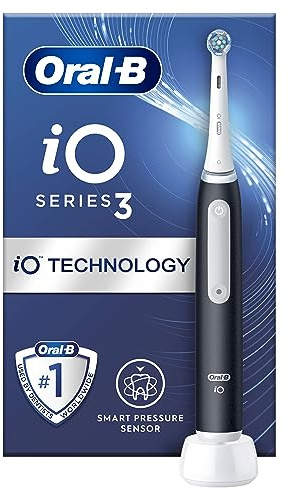 Oral-B iO3 Electric Toothbrushes Adults, Oral B Electric Toothbrush, Gifts for him or her, 1 Toothbrush Head, 3 Modes With Teeth Whitening, Electric Toothbrush, 2 Pin UK Plug, Black