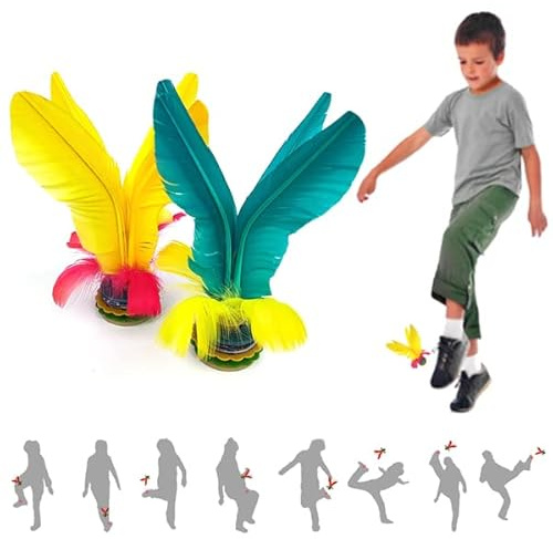 Sparkfjäderboll, kinesisk jianzi, fotfjäderboll, fjäderfotbollsmonterad, färgglad fjäder sparkar fjäderboll för fotträning sportspel, kickfjäderboll utomhus eller inomhus, 2 st (BY)