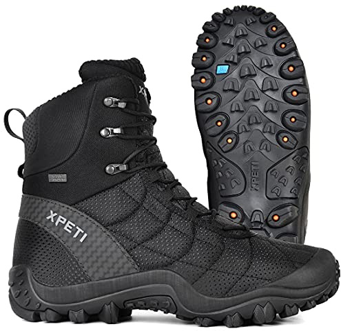 XPETI Men’s Crest Thermo Waterproof Hiking Boots Winter Insulated Hiking Shoes Black 12.5