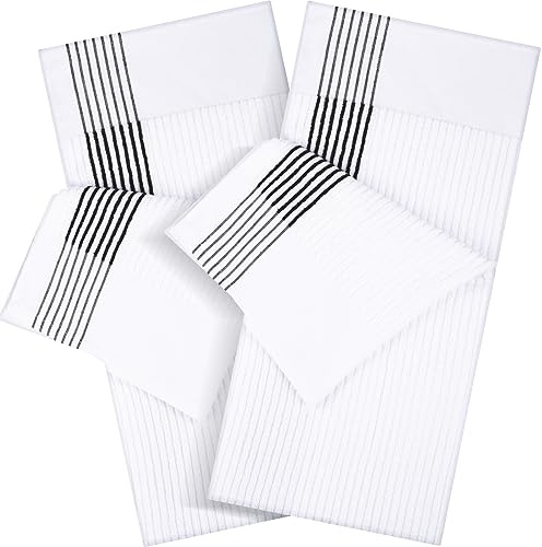 Mixweer 2 st caddie golfhandduk 56 cm x 107 cm stor caddie handduk camping sporthanddukar bomull mjuka handdukar för män golfälskare (vit med svart randig)