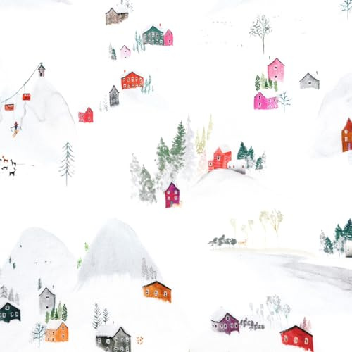 Stoff Meterware Weihnachten Winter Christmas Mischgewebe - 1 Meter, Vorhänge, Tischdecken, Tischläufer, Kissen, Deko (Winterlandschaft Dorf)