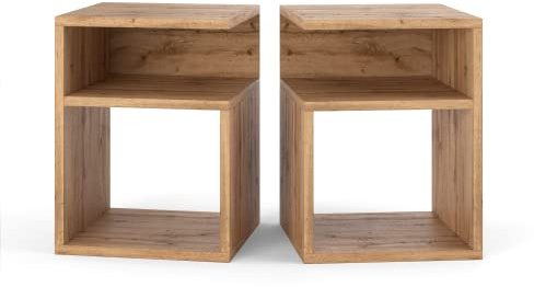 MRBLS Nachttisch 2er Set Boxspringbett Nachtschrank Nachtkommode Modern Möbel ohne Schubladen für Ihr Schlafzimmer, Wohnzimmer Beistelltisch Einfacher Sofatisch (Wotan) – 32 x 40 x 30 cm (B/H/T)