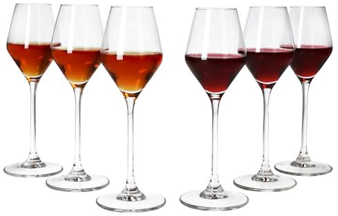 MamboCat Lot de 6 verres à vin de porto carrés, 80 ml, hauteur 19,5 cm, pour 6 personnes, verre à Sherry transparent avec pied, verres transparents pour vin de dessert, verre à liqueur
