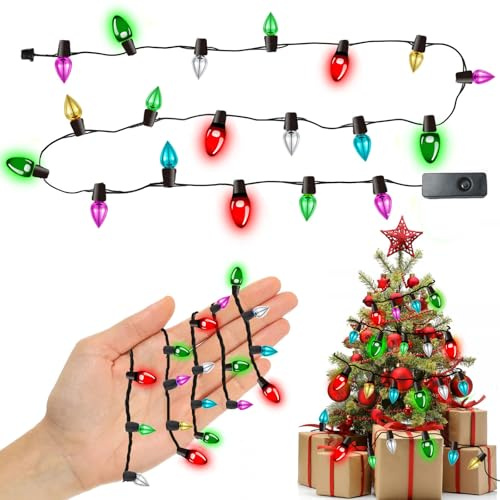 Mini Led Weihnachten Puppenhaus Lichterkette Miniatur Wichtel Zubehör, Weihnachtsdeko Puppenhaus Möbel Leuchte Weihnachtswichtel Zubehör, Kunststoff Mehrere Beleuchtungsmodi (Kein-Weihnachtsbaum.)