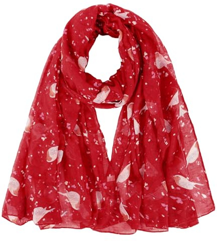GoGou Écharpe pour Femmes Echarpes à Fleurs Imprimé Mode Grande Foulards Wraps pour Toute La Saison,Rouge