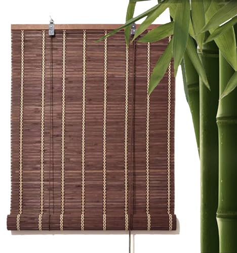 XINGWANGG Tenda a Pacchetto in bambù Natura,Tapparella Avvolgibile Bamboo,Tenda a Rullo Oscurante,Veneziana per Finestre,Porte e Balconi,Personalizzabile,Larghezza x Altezza (170cm x 210cm)