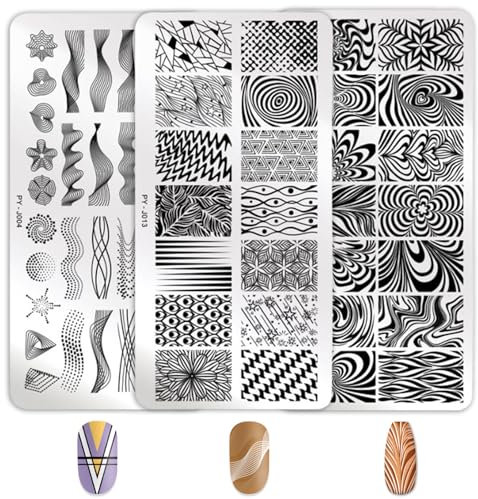 Sello de Plantilla de Uñas,Paquete de 3 Sellos para Uñas, Sellos para Uñas, Plantillas, Sellos para Estampado Artístico, para Manicura, Impresión de Imágenes DIY