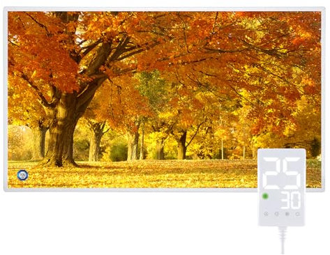 Hocosyme Pannello Radiante Infrarossi 800W, Temperatura Massima può Taggiungere i 120 gradi Celsius entro 3 Minuti - con Termostato Touch - 20 Anni di Garanzia - Certificazione TÜV - Autunno