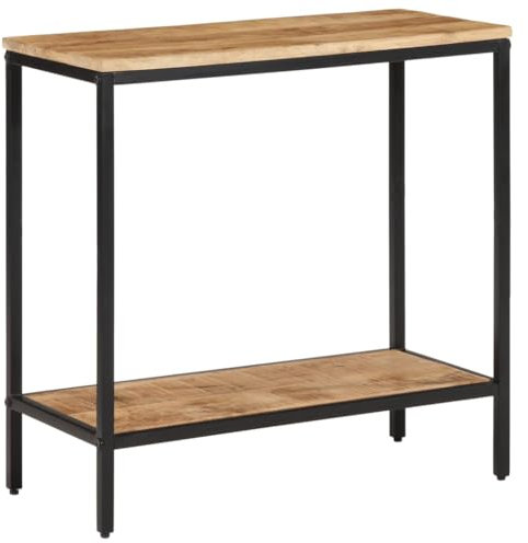 LVHUIDEH Konsolentisch mit 1 Shelf, Flurtisch, Beistelltisch, Sofatisch, für Home, Wohnzimmer, Schlafzimmer, Robust und Langlebig, Industrieller Stil, 70 x 35 x 70 cm Raues Massivholz Mango