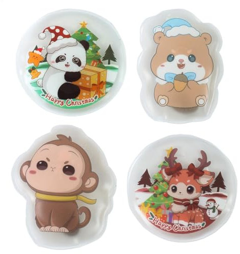 Moreeulsi Set Of 4 Hot Packs For Hands With Pattern, Reusable Cartoon Click Hand Warmers, Long-Lasting Pocket Hand Heaters For Cold Weather, Snap Heat Pack, Cute Hands Heating Pad, 9cm