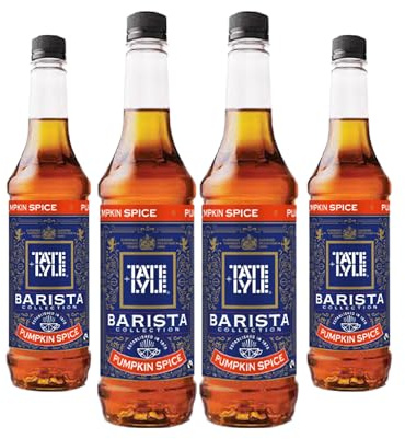 Tate & Lyle - Pumpkin Spice Syrup - Fairtrade Syrup Set, Vegan and Vegetarian Friendly - Pumpkin Spice Coffee Syrup, Cold and Hot Drinks - Produced in the UK - 4 x 750ml