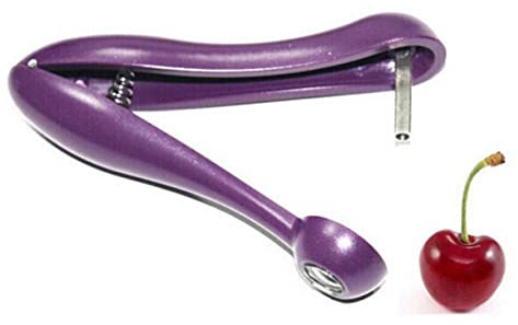 Mipcase Cherry Picker Tool for Cherries and Olives, Stainless Steel and Plastic, Spring-Loaded Mechanism, Ergonomic Grip, Kitchen Stone Remover, Easy to Clean Random Color