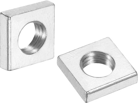 sourcing map 10 tuercas cuadradas M4 x 10 mm x 2 mm, acero al carbono, chapado en zinc, tuercas cuadradas de rosca gruesa para reparaciones del hogar e ingeniería profesional, color plateado