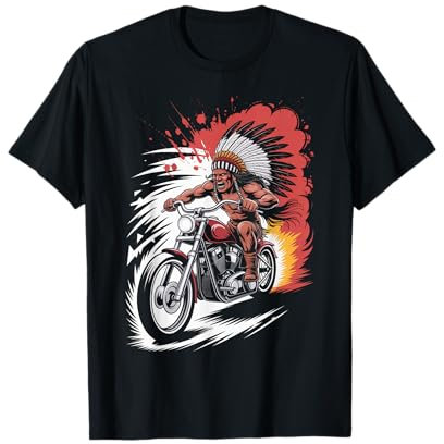 Indianer Reiten Biker Motorrad Herren Indianer Reiter T-Shirt