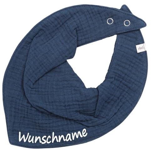 Elefantasie Musselin HALSTUCH personalisiert für Baby und Kleinkind aus Baumwolle in Einheitsgröße Spucktuch mit Wunschname bedruckt