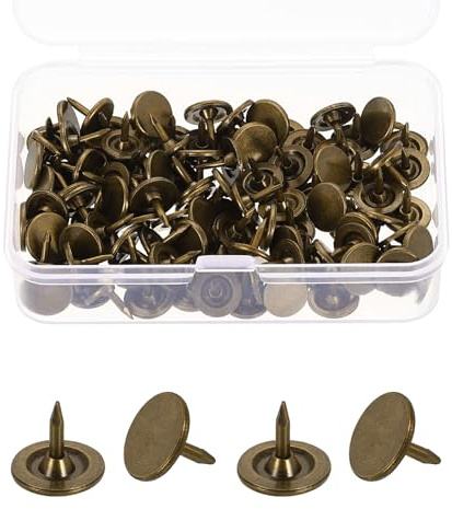 sourcing map 100Pcs Upholstery Thumb Tacks, 9mm x 8mm Flat Head Push Pins, Upholstery Tacks Decorative Nails for Wood Wall Furniture, Bronze