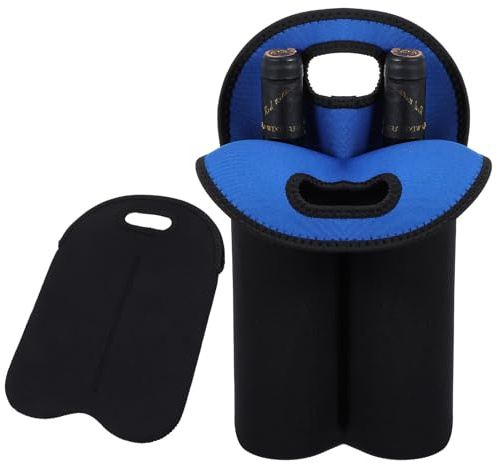Xinjoduz 1 PCS Wine Tote Insulated Wine Carrier Wines Holder Bag Reusable Insulated Wines Bag Tote Gift Bags for Bottles Travel Vacation Picnic Dinner Party Camping and Picnic(Blue)