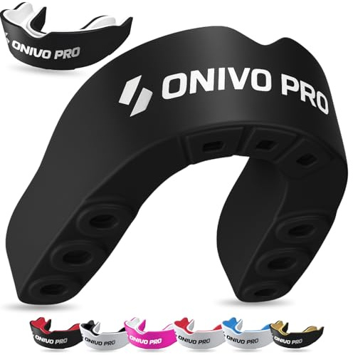 Dual Layer Sports Mouth Guard for Adults & Kids 11+, Premium Protection Gum Shield with Case, Boil and Bite Mouthguard for Boxing, Rugby, MMA, Karate, Hockey & Contact Sports