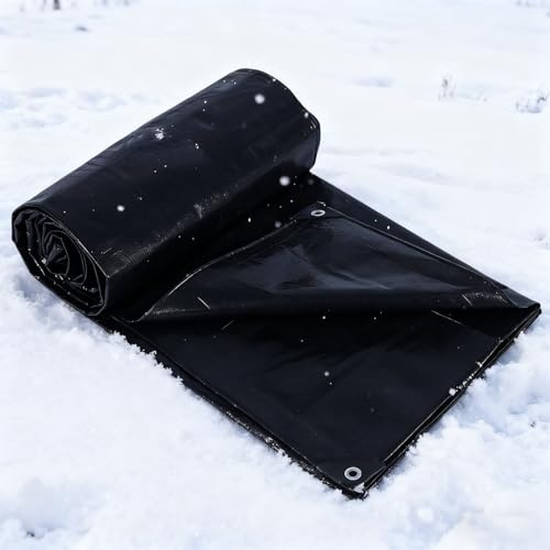 Kraftig Presenning 340 x 450 cm Slitstark, Rivtålig, Frosttålig, Väderbeständig, Uv-Skydd Presenning, Vattentätt Överdrag Med Öljetter för Utomhusbruk, Trädgård, Svart