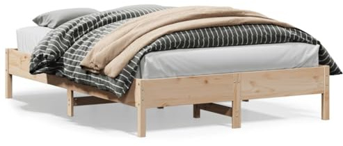 Mandloder Massivholzbett Kiefernholz 150x200 cm, Robustes Holzbett ohne Matratze, natürliches Design, langlebiger Bettrahmen für Schlafzimmer, Erwachsene