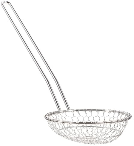 BAZEITFLOW Colador de Acero Inoxidable para Freír Mango Largo, Espumadera Práctica para Cocina, Utensilio Resistente para Filtrar Alimentos Calientes, Adecuado para Cocinar y Freír en Hogar