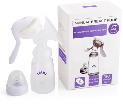 LIAMI Manual Breast Pump with 150mL Breastmilk Storage Bottle | Customisable Silicone Suction Hand Pump | Portable Milk Collector | Baby Feeding Essentials
