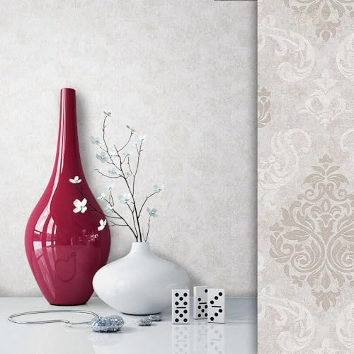 NEWROOM Papel pintado barroco gris vellóntapete Metallic Modern Uni hermoso diseño moderno 3d mirada , incluyendo papel tapiz guía