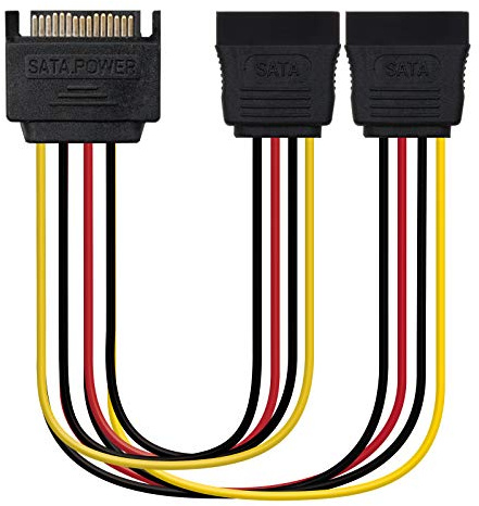 NANOCABLE 10.19.0104 - Cable para alimentación SATA/M-2xSATA/H, macho-2xhembra, Color Negro, Rojo y Amarillo