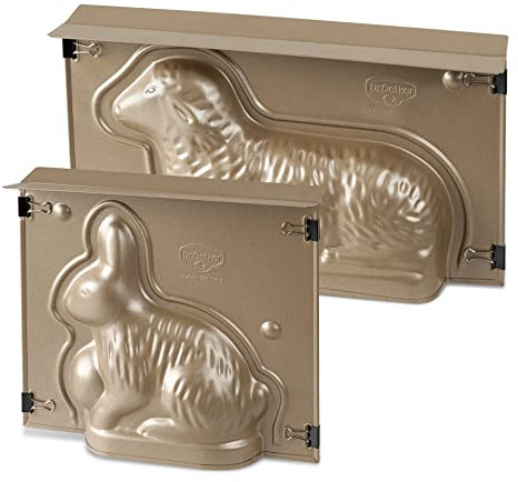 Dr. Oetker Osterlamm und Hase Backformen Set zu Ostern – 900 & 600 ml Füllvolumen – 3D Kuchenformen mit Häschen und großem Lamm als Motiv zum Backen – Leckere Osterdeko
