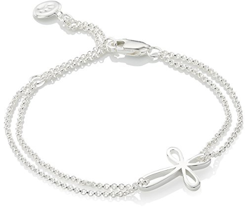 Molly Brown London Sterling Silver Signature Cherish Cross Bracelet. Ideal for Christening, Holy Communion Gifts for Girls, Flower Girl and Bridesmaids Gifts
