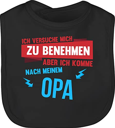 Shirtracer Baby Lätzchen - Sprüche - Ich versuche mich zu benehmen aber ich komme nach meinem Opa - Unisize - Schwarz - lustige babysachen spruch babylatz babykleidung mit süßen sprüchen spruche latz