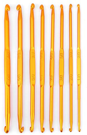 DEWIN Tunesische Häkelnadel, 8 Stück Stricknadeln Häkelnadel Set Doppelseitig Tunesische Häkelnadel Doppelseitig Aluminiumoxid Doppelende Weave Craft, Golden