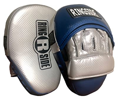 Ringside Limited Edition Panther Punch Mitts for Boxing & MMA - Durable Synthetic Leather, Snug Hand Compartment, Thickly Padded Wrist Strap, Blue/Silver