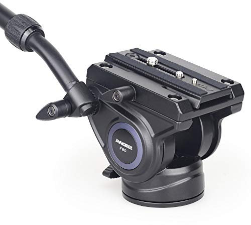 Heavy Duty Tripod Fluid Head-INNOREL F80 Hydraulic Cameras Video Fluid Head with 1/4 and 3/8 in Screws Sliding Plate CNC Professional Panoramic Max Load 24.5lb/12kg for DSLR Camcorders Shooting Film