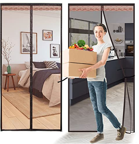 Orumrud Zanzariera Magnetica per Porte 60x220cm, Marrone | Traspiranti Tenda Zanzariere Porta Finestra, Anti-Insetti Zanzare Estate per Camera da Letto, Soggiorno, Chiusura Automatica