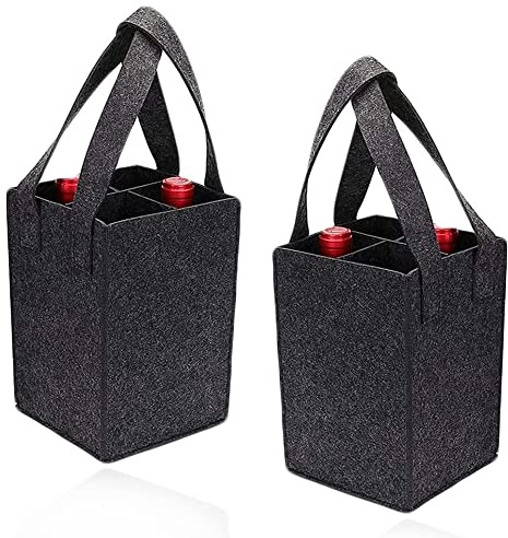 YUMUN 2 Stück Weinflaschen Geschenk Tasche, Flaschenträger, Bottle Bag, Filztasche, Mit Abnehmbaren Teiler, Waschbar, Für Reisen, Party, Strand, Urlaub, Geburtstagsparty