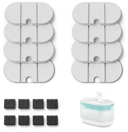 PETLIBRO Trinkbrunnen für Katze Ultraleise, 2,1L Capsule Katzenbrunnen mit Zwei Durchflussmodi (Nur Filter x 8)