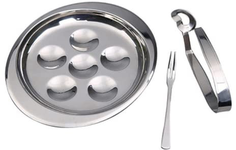 lilico Assiettes à Escargots，Plats à Escargots à 6 Trous en INOX ，avec Pince à Escargots ，Jeu De Fourchettes à Escargots ，Restaurant De L'HôTel