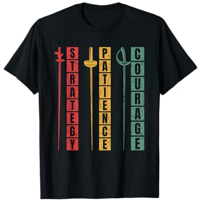 Estrategia Paciencia Coraje Divertido Esgrima Esgrima Jugador Gráfico Camiseta