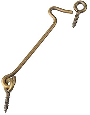 Haken und Ösenriegel 25 cm Retro Kabinenhaken außen massives Messing Türhaken Riegel Fensterschrank Riegel für Tür Tor Fenster Schrank Schuppen Bronze