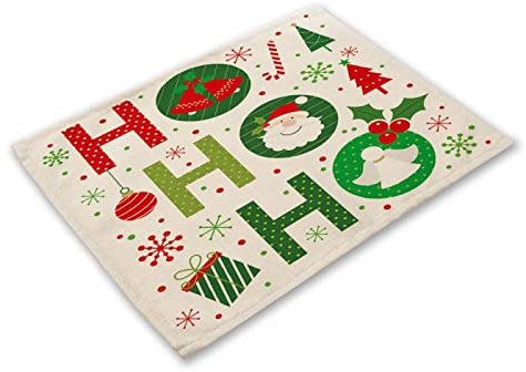 Manteles Individuales Navidad Verde Frutal Salvamanteles Individuales Algodón Lino Lavable Individuales Mesa Resistente al Calor Bajoplatos Tapetes para Mesa Bajoplatos 30x45cm 2 Pcs