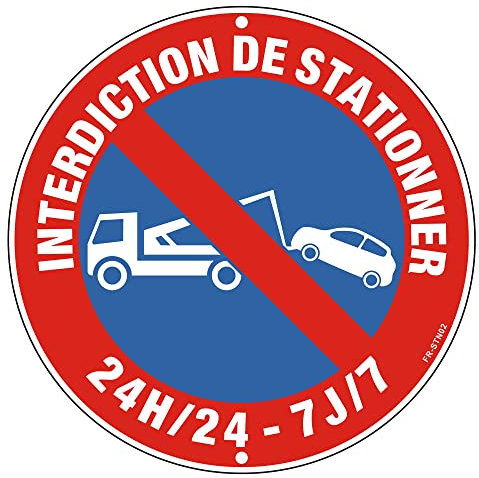 Panneau Interdiction de Stationner Metal Réfléchissante Ø 300mm, Stationnement Interdit Aluminium Stable et Durable
