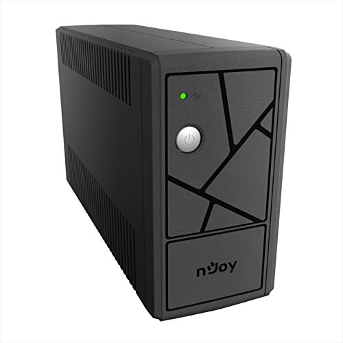 NJOY Keen 600 Gruppo di Continuità 600VA 360 Watt, Line Interactive, UPS per Computer PC e Modem, AVR, 2 Uscite Schuko, 1 Batteria 12V-7Ah - Garanzia 3 Anni