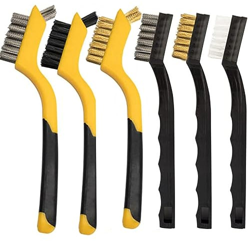 Sayago 6 Pcs Drahtbürste Set Drahtbürste Edelstahl Metallbürste Klein Drahtbürste mit Kunststoffgriffe Reinigung Drahtbürste zur Reinigung Schweiß Schmutz Schlacken Rost (6 Stück Mini-Bürsten)
