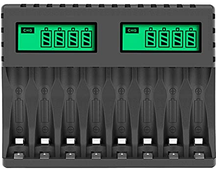 Chargeur de Batterie ÉCran LCD Chargeurs Intelligents Intelligents à 8 Emplacements pour Piles Rechargeables AA/AAA NiCd NiMh Chargeur AA AAA