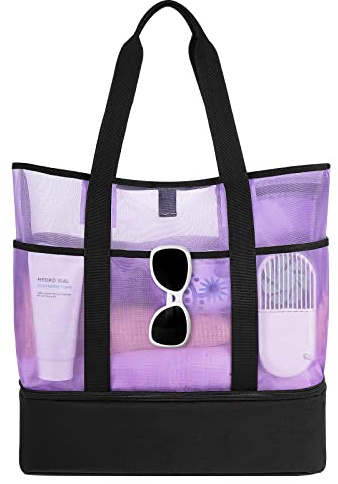 Luckits Bolsa Grande de Malla de Playa, Bolsas Compra Reutilizables para Almacenamiento Juguetes, Bolsa Plegable de Compras para Natación, Camping, Compras, Vacaciones Familiares