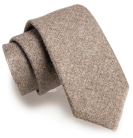 JEMYGINS Herren Schmale Krawatte aus Wolle 6CM - Modische Herren Wolle Krawatte in Schmalem Design mit klassischem Stil,Rotbraun