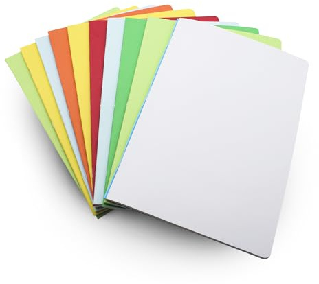 DOJA Barcelona | A4 geheftete Notizbücher | 10er Pack | 48 weiße Blätter von 70g | Softcover | 210x297mm | A4 geheftetes Notizheft unliniert | zufällige Farben, Skizzenbuch, Schulheft ...